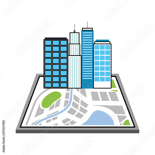 buildings town on the map navigator destination icon