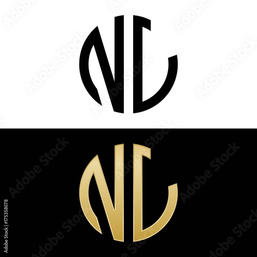 nl initial logo circle shape vector black and gold