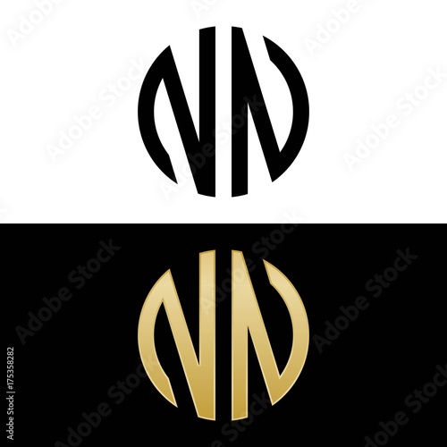 nn initial logo circle shape vector black and gold photo