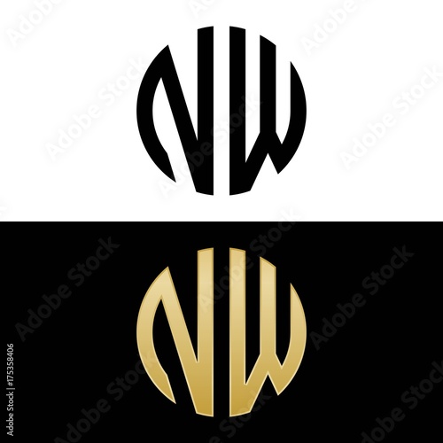 nw initial logo circle shape vector black and gold photo
