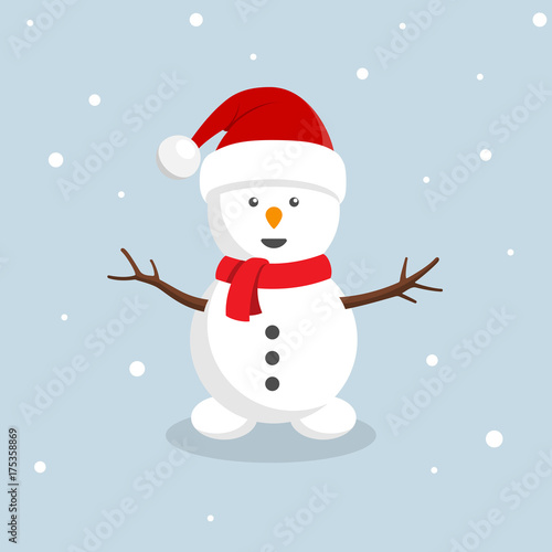 Retro styled Christmas Card with snowman with santa hat © sentax