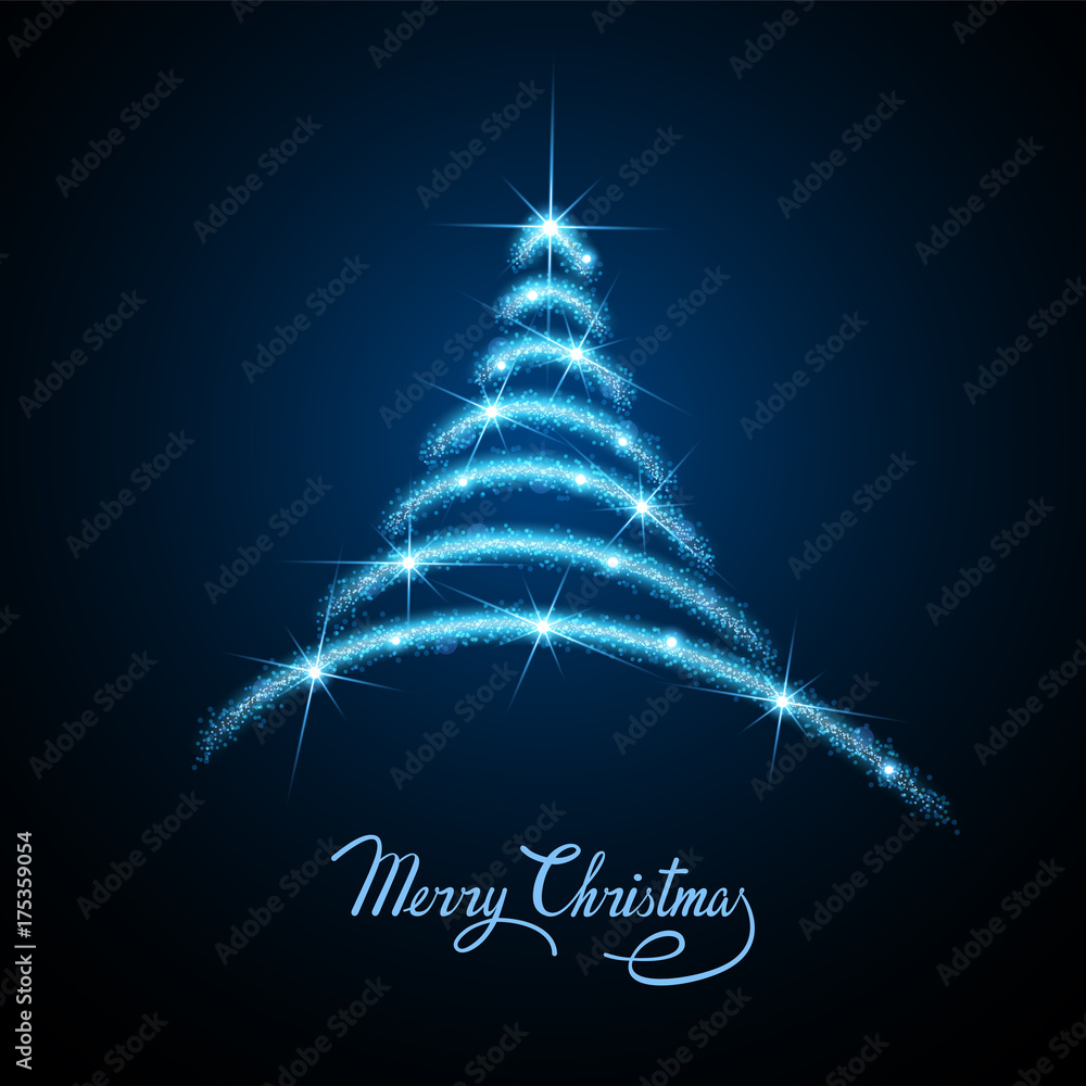 Abstract sparks light in form of Christmas tree icon. Abstract sparks light in form of Christmas tree icon.