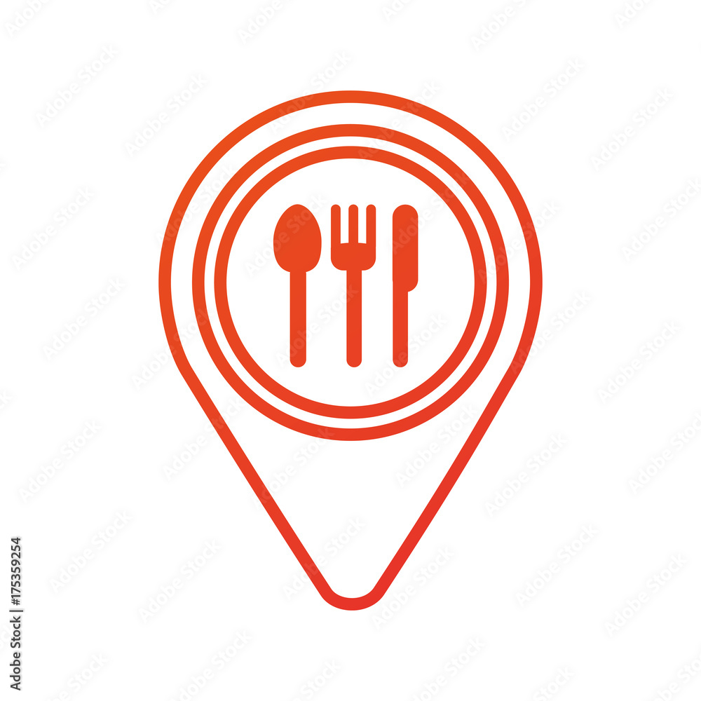 Fototapeta premium map pin pointer with cafe or restaurant sign icon