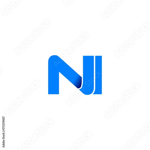 ni logo initial logo vector modern blue fold style