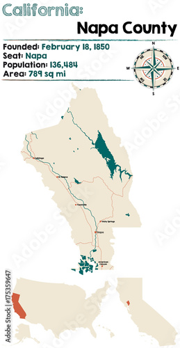 Large and detailed map of California - Napa county