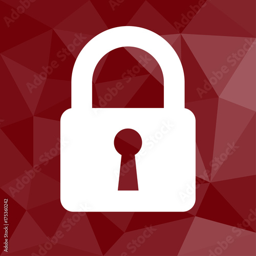 Schloss - Verschlüsselung - Icon mit geometrischem Hintergrund rot