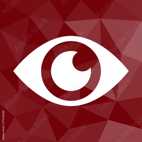 Auge - Überwachung - Icon mit geometrischem Hintergrund rot