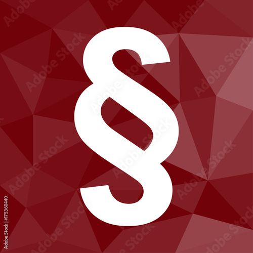 Paragraph - Justiz - Icon mit geometrischem Hintergrund rot