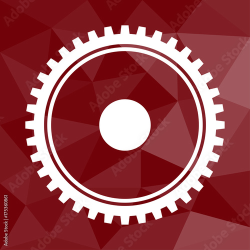 Zahnrad - Einstellen - Icon mit geometrischem Hintergrund rot
