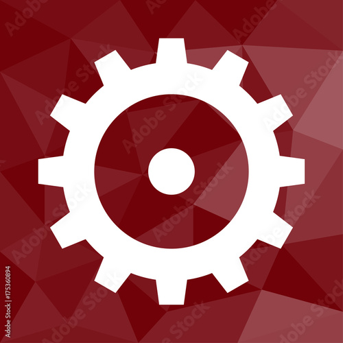 Zahnrad - Bearbeiten - Icon mit geometrischem Hintergrund rot