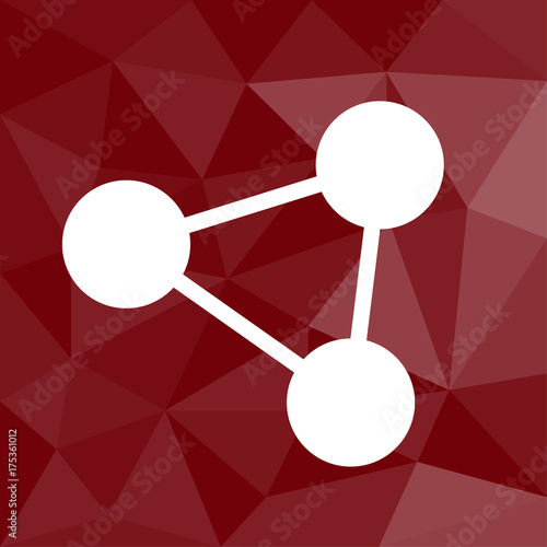 Soziales Netzwerk - Icon mit geometrischem Hintergrund rot
