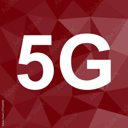 5G Breitband - Icon mit geometrischem Hintergrund rot
