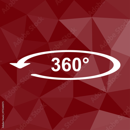 360 Grad - VR - Icon mit geometrischem Hintergrund rot