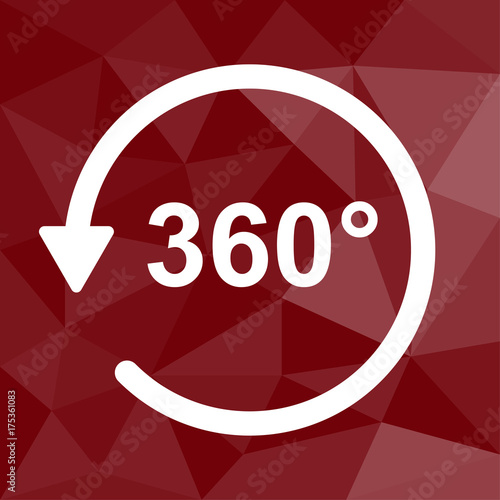 360 Grad Umdrehung - Icon mit geometrischem Hintergrund rot
