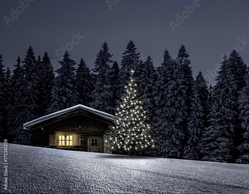 Hütte im Winterwald