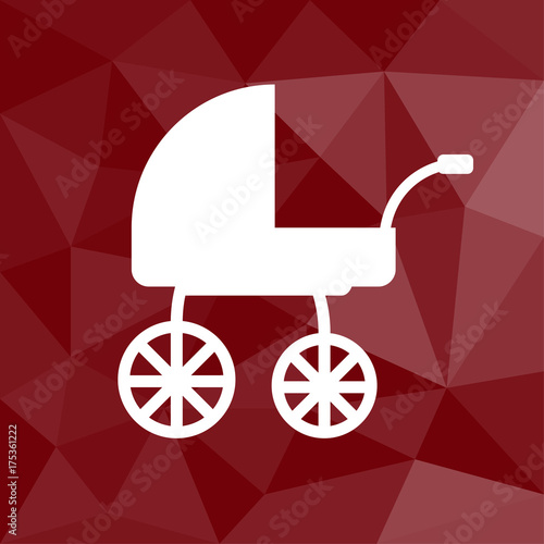 Kinderwagen - Icon mit geometrischem Hintergrund rot