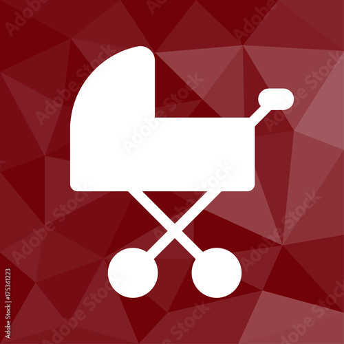 Babywagen - Icon mit geometrischem Hintergrund rot