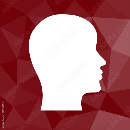 Kopf im Profil - Icon mit geometrischem Hintergrund rot