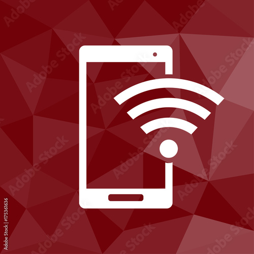 Smartphone WLAN - Icon mit geometrischem Hintergrund rot