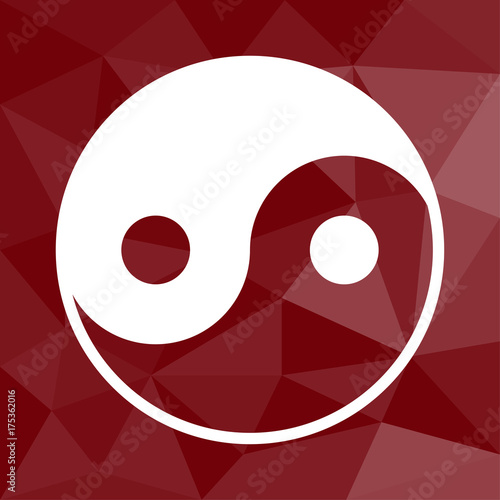 Yin-yang - Icon mit geometrischem Hintergrund rot