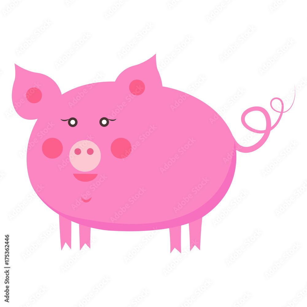 Cute Piggy Cartoon Flat Vector Sticker or Icon Cute Piggy Cartoon Flat Vector Sticker or Icon