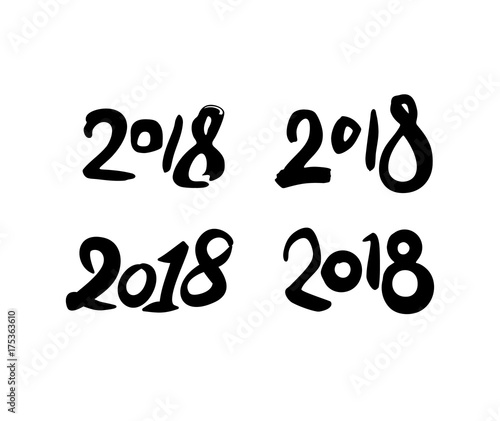 Set of handwritten figures 2018 to the calendar of the coming year. Vector template design. 