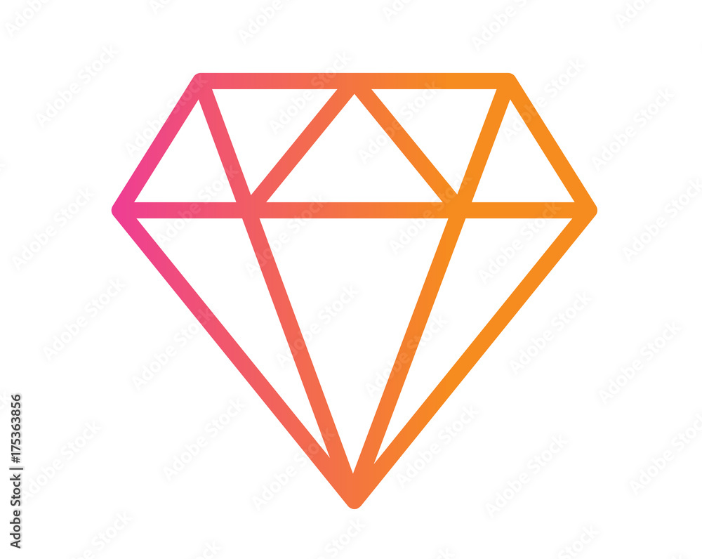 Vector gradient orange to pink flat diamond icon Vector gradient orange to pink flat diamond icon