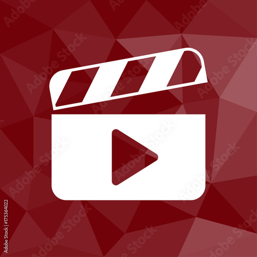 Filmklappe - Filmproduktion - Icon mit geometrischem Hintergrund rot