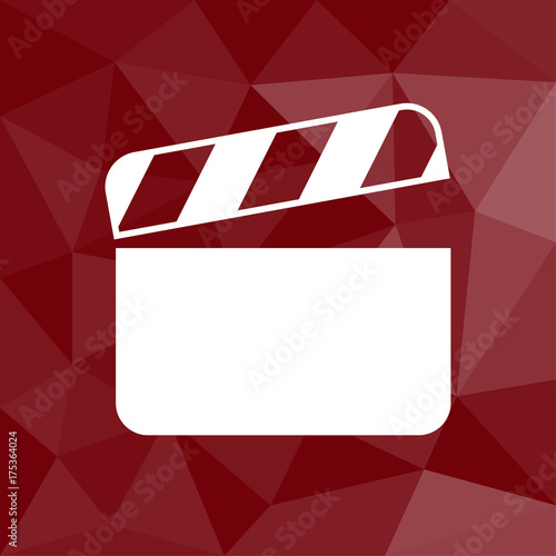 Filmklappe - Filmdreh - Icon mit geometrischem Hintergrund rot