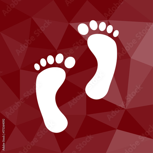 Fußspuren - Icon mit geometrischem Hintergrund rot