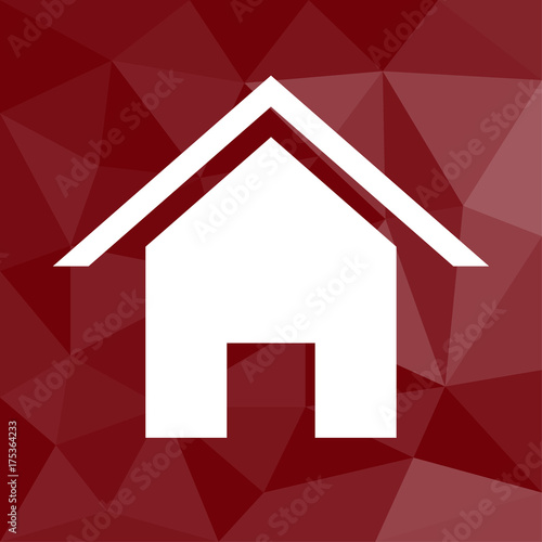Häuschen - Icon mit geometrischem Hintergrund rot