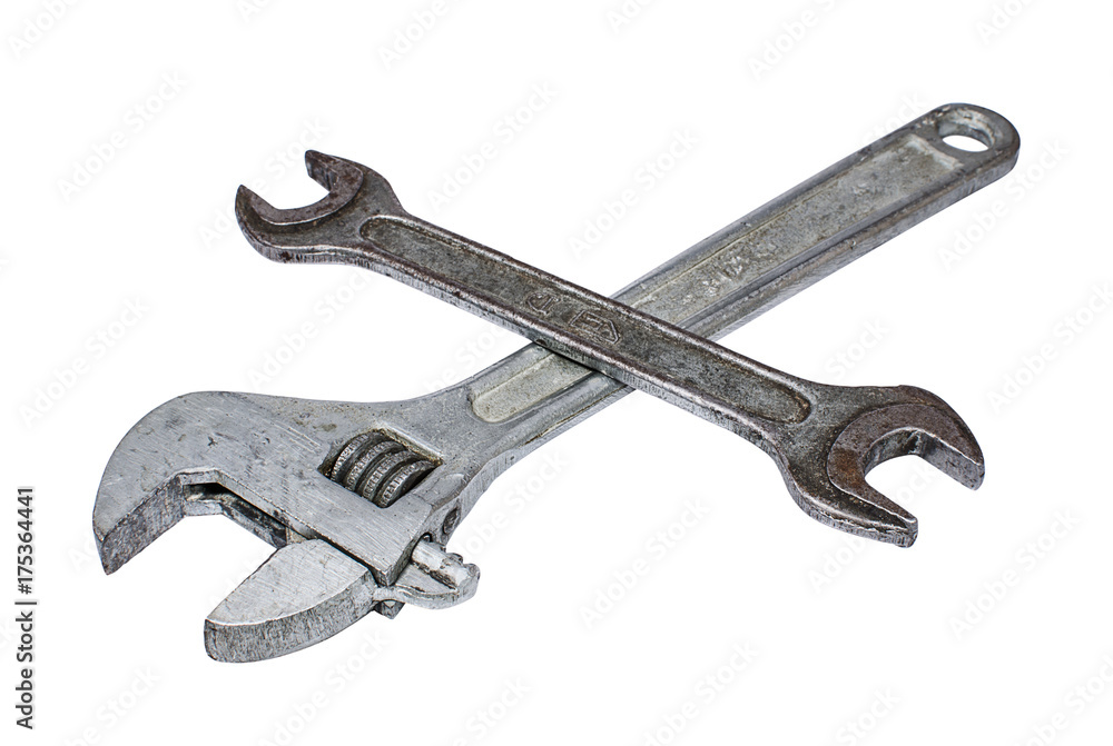 Crossed spanners on white background Crossed spanners on white background