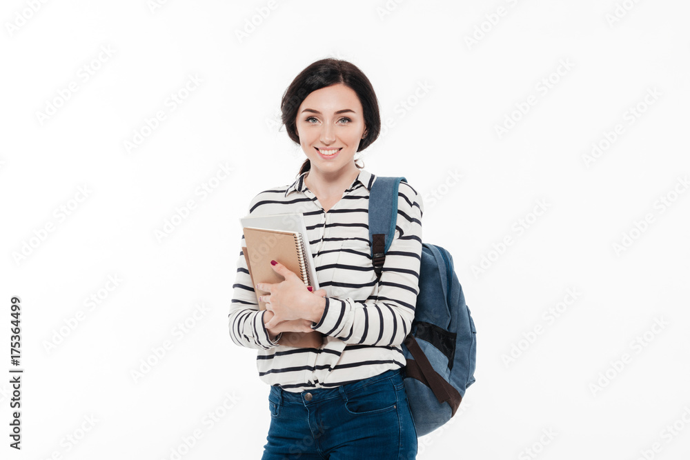 Portrait of a cheerful teenage girl with backpack Portrait of a cheerful teenage girl with backpack