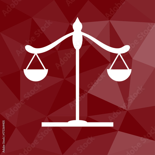 Waage - Gleichgewicht - Icon mit geometrischem Hintergrund rot