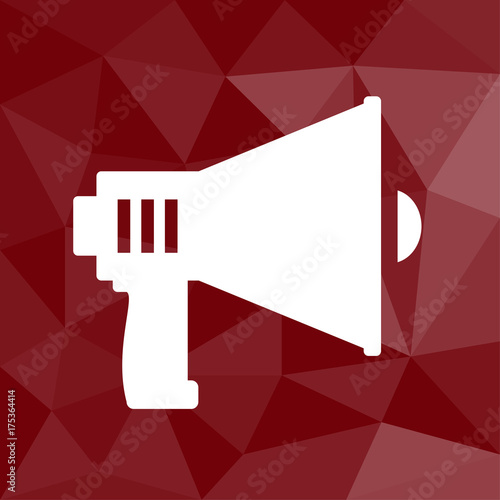 Megaphon - Icon mit geometrischem Hintergrund rot