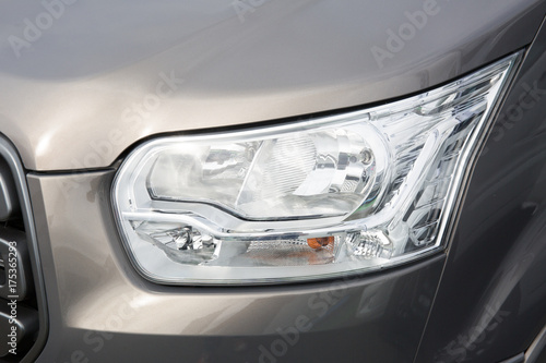 modern luxury Car headlights. Exterior detail closeup
