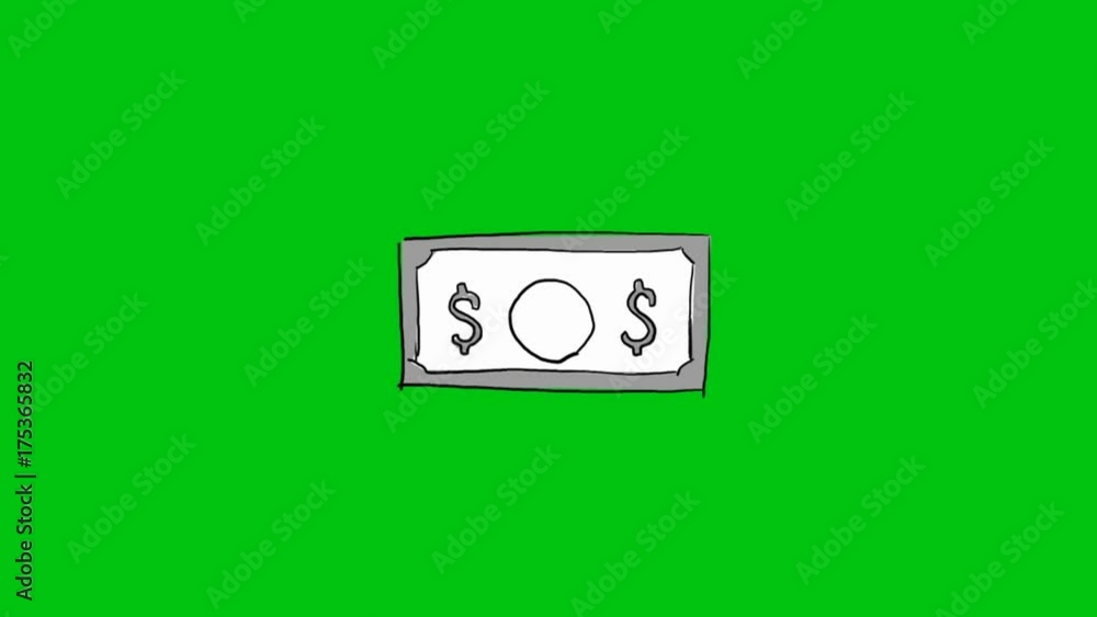 dollar bill - hand drawn - animation - currency dollar bill - hand drawn - animation - currency