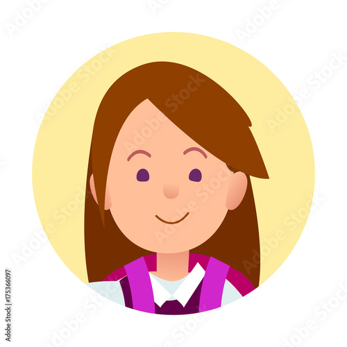 Portrait of Brunette Joyful Woman Closeup Icon
