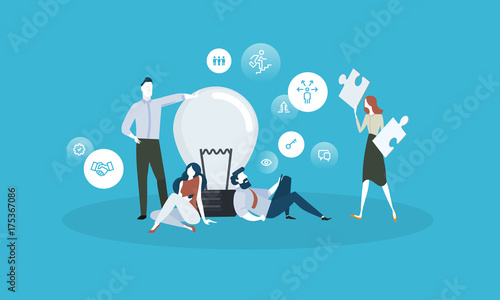 Startup. Flat design business people concept. Vector illustration for web banner, business presentation, advertising material.