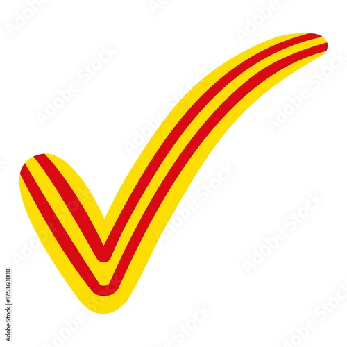 check mark in the style of the flag of Catalonia, elections, voting and approval, vector concept of the referendum on the independence of Catalonia, tick check mark.