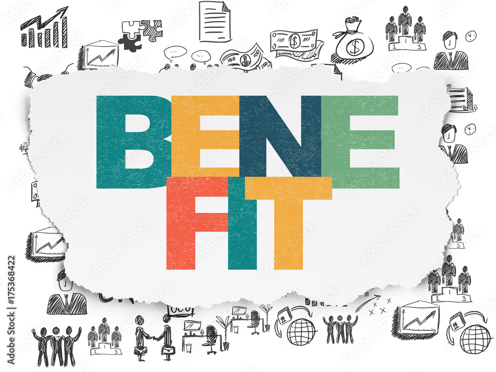 Finance concept: Benefit on Torn Paper background