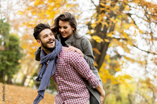 Lovely young couple in the autumn forest © BGStock72