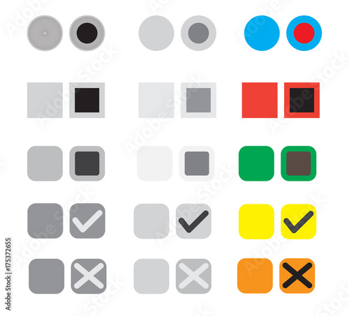 different selection buttons set. selection graphic buttons on white background. election buttons sign.