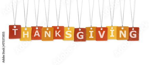 Thanksgiving text with labels isolated on white background