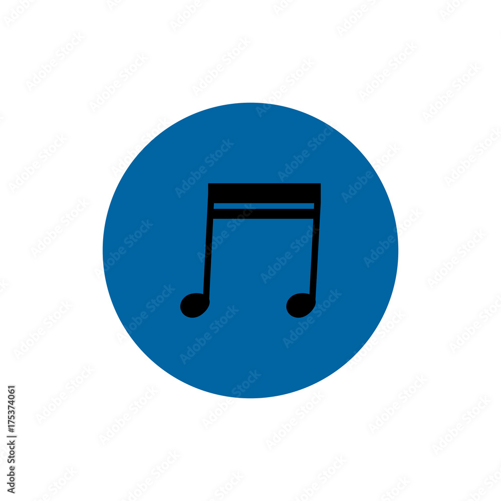 Music note round flat icon vector Music note round flat icon vector