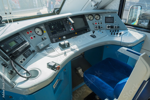 Interior of a train driver cab