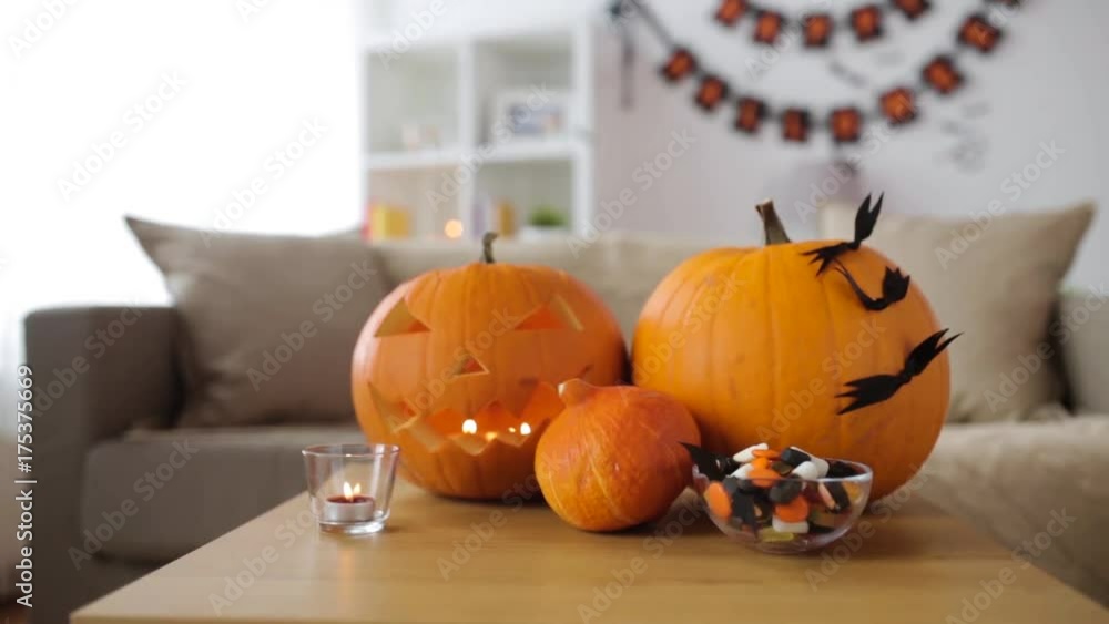 jack-o-lantern and halloween decorations at home jack-o-lantern and halloween decorations at home