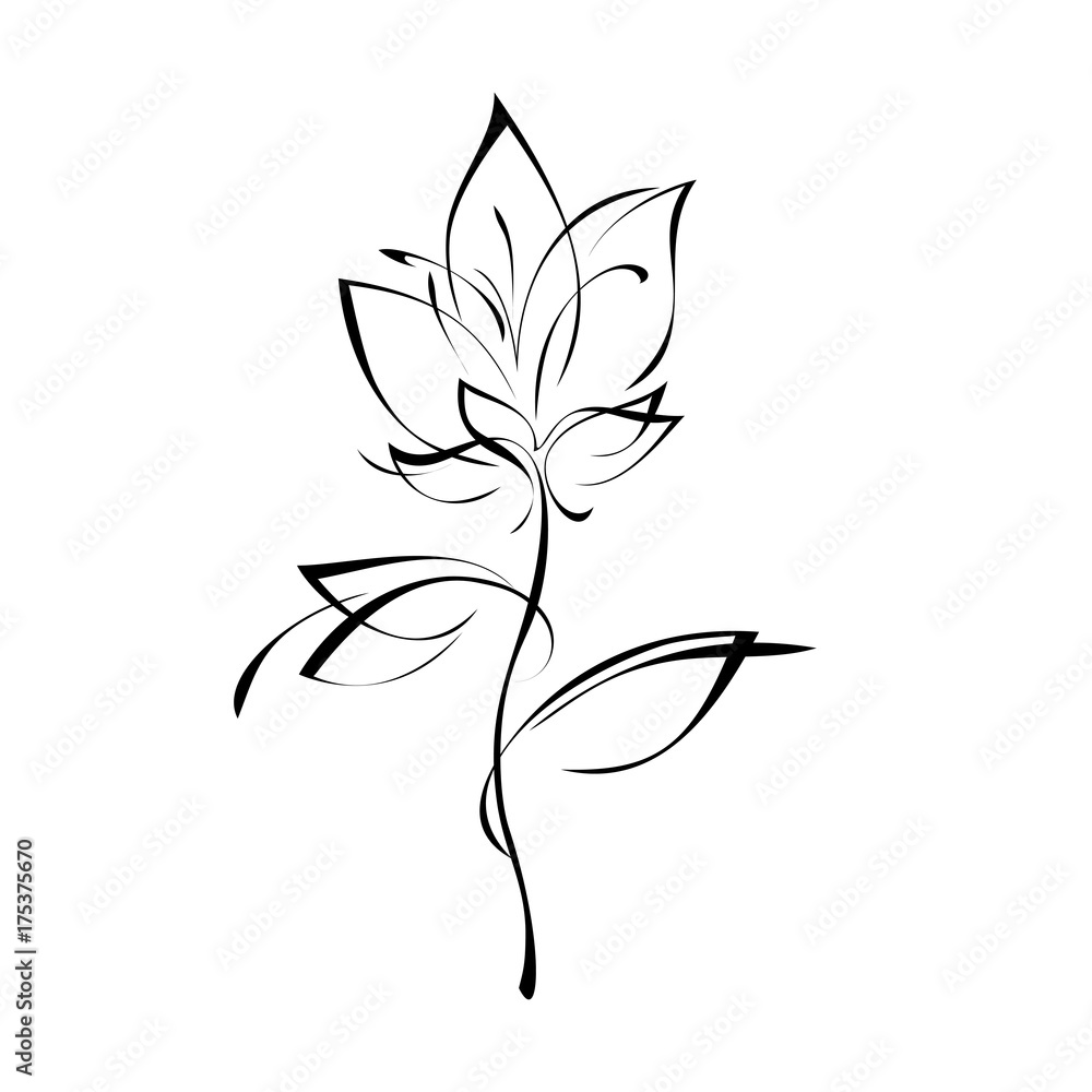 ornament 138. stylized flower in black lines on a white background