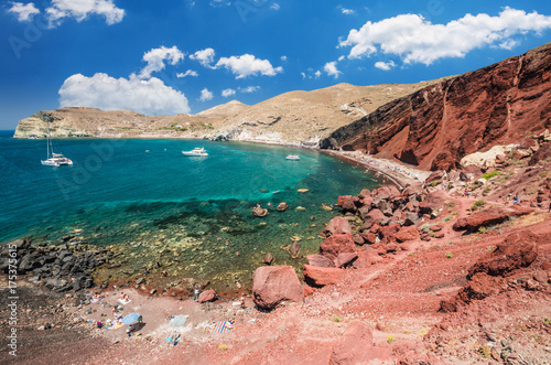 Red beach. Santorini, Cycladic Islands, Greece. Beautiful summer landscape with one of the most famous beaches in the world.