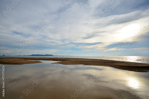 Tropical Beach Sea  Sand with beautiful sunset.